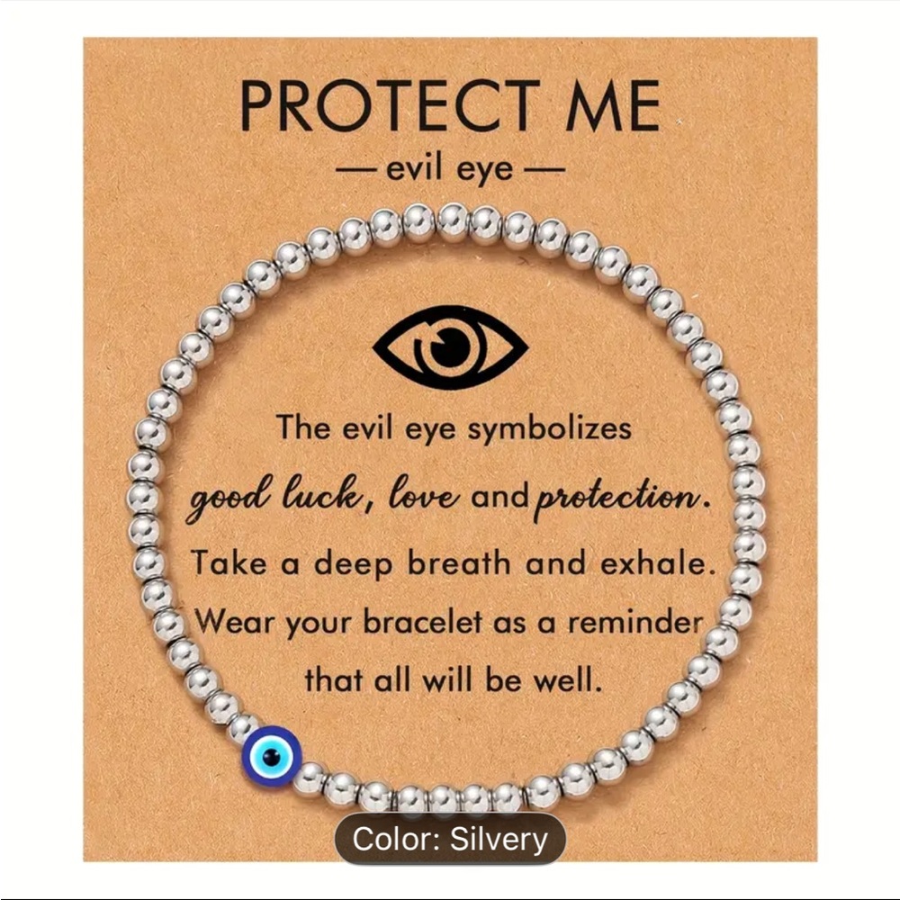Protect Me Evil Eye Silver Bracelet